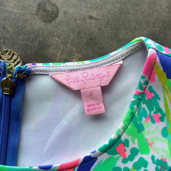 Lilly Pulitzer Mila Shift Dress Womens Small Wake Up Call Beckon Blue Sleeveless - Picture 5 of 13